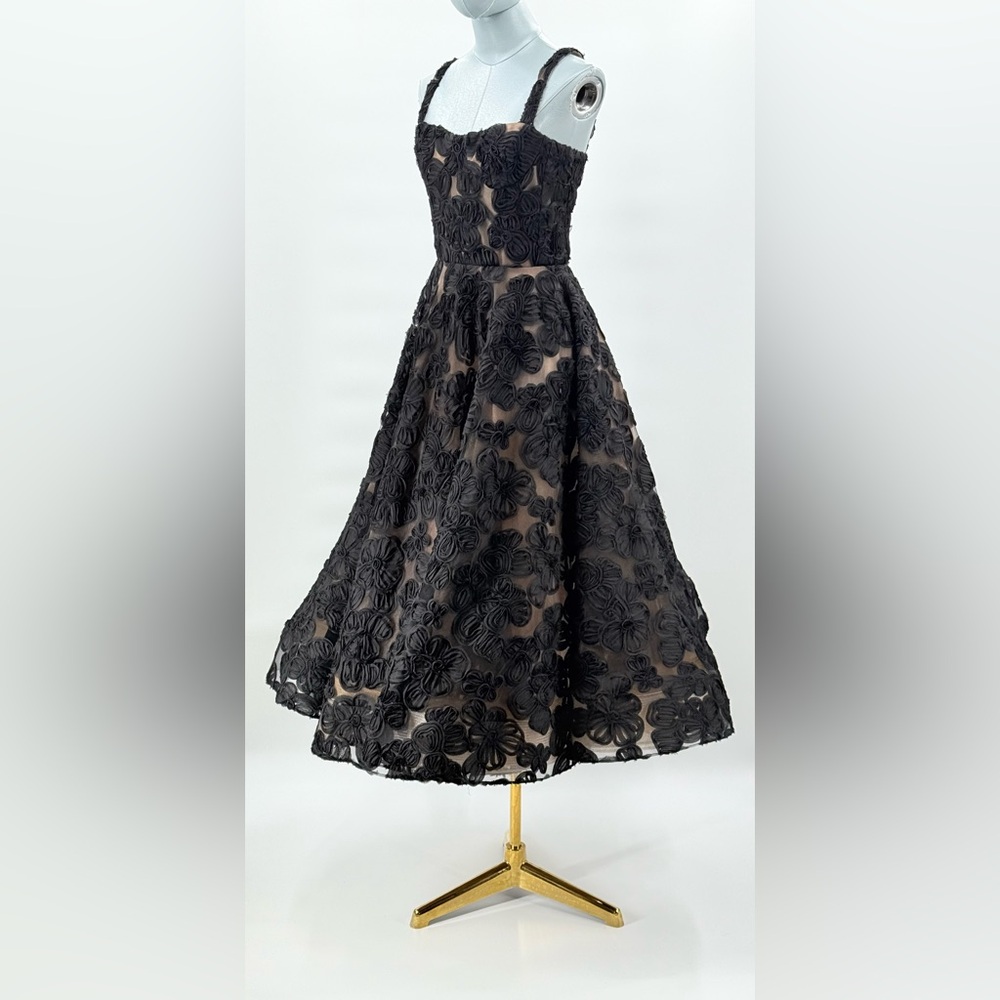 🆕 BRONX & BANCO 🧿 NWOT Sabrina Midi Dress, Black Floral - Sz S / US 4 - Picture 7 of 17